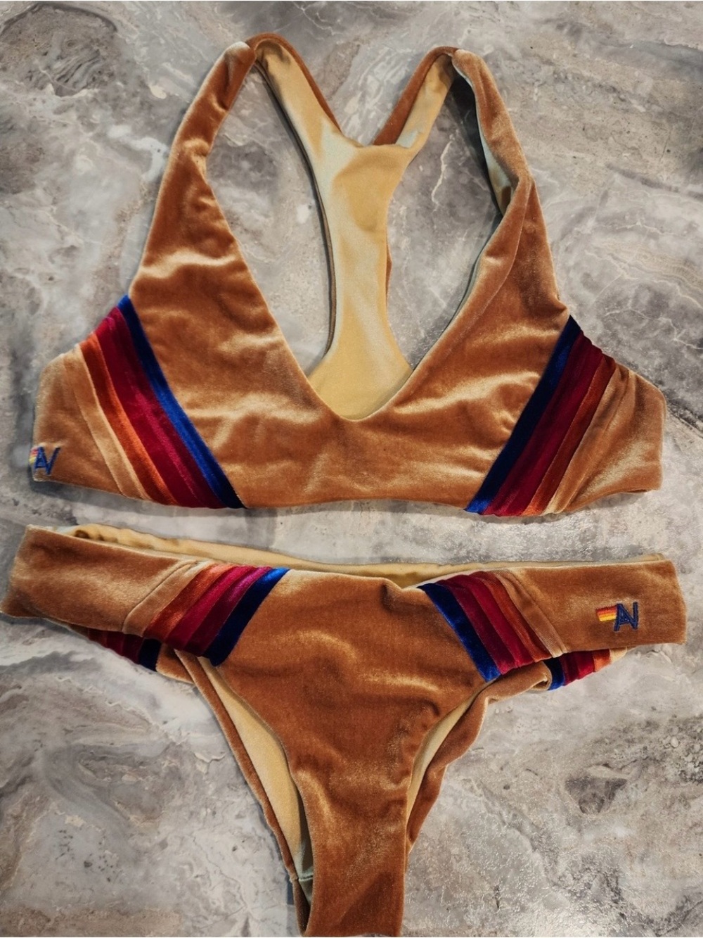 Aviator Nation Rainbow-Strip Triangle Bikini - Women Swim - Picture 3 of 12